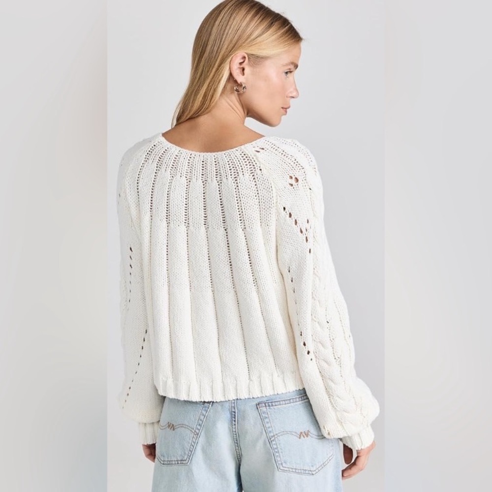 Free People Cream Cable Knit Scoop Neck Sweater - Picture 14 of 15